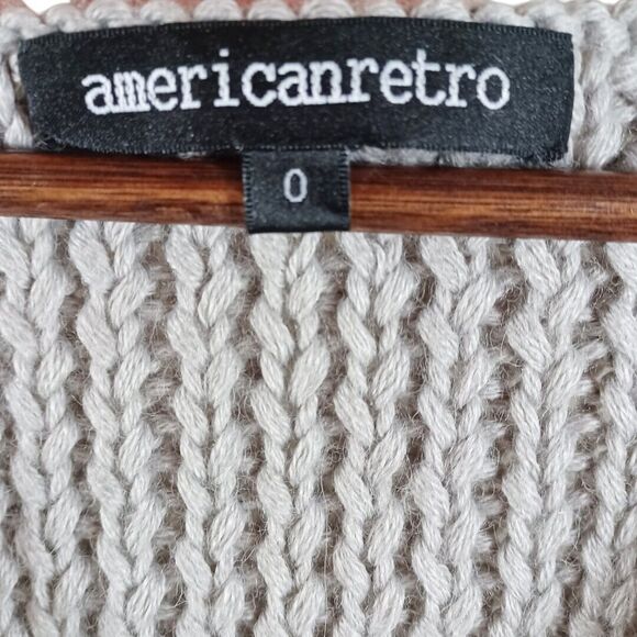 American Retro Women’s Sz 0 Gray Cable Knit Nordic Sweater Dress Wool Blend Mini - Picture 7 of 8